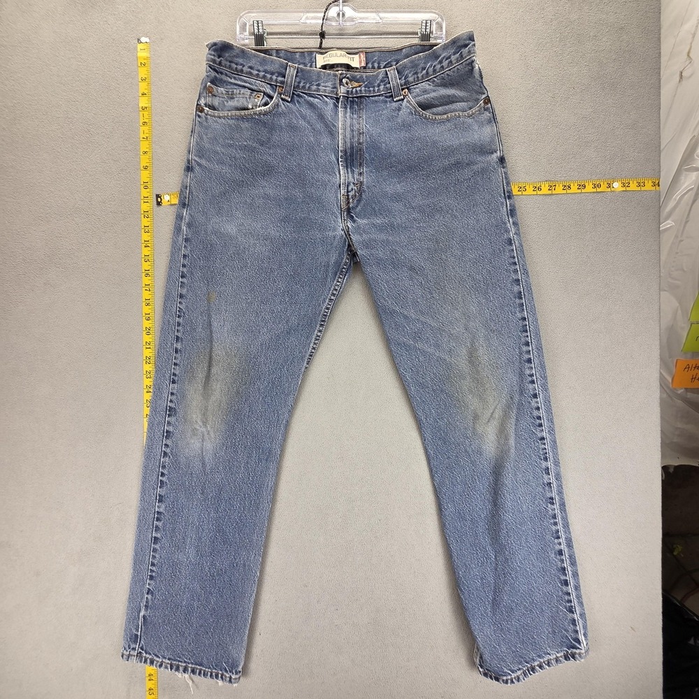 Vintage Levis 505 Jeans Mens 36x32 Blue Medium Wash Regular Straight Zip Fly